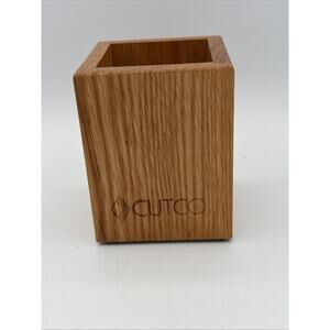 CUTCO Oak Wood Utensil Box Block Caddy Container Holder USA Made 4x4x5